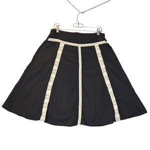 Vintage Jody California Womens Medium Skirt Black Crochet Lace Boho Made in USA